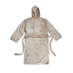 Premium fleece bathrobe with hood and pockets, size S/M grey colour
