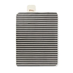 Striped picnic blanket in fleece and cotton with carry handle black colour