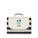 Striped picnic blanket in fleece and cotton with carry handle