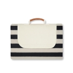 Large striped picnic blanket in fleece, 150 × 200 cm black colour