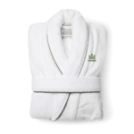Luxury bathrobe in soft cotton, classic style, L/XL white colour view with logo