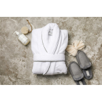 Luxury bathrobe in soft cotton, classic style, L/XL white colour ambient view 4