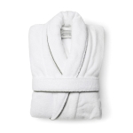 Luxury bathrobe in soft cotton, classic style, S/M white colour