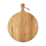Round wooden serving board with handle wood colour