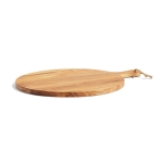 Round wooden serving board with handle wood colour