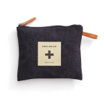 First aid kit in fabric pouch with logo black colour