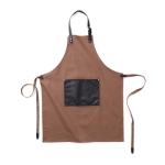 Cotton apron with leather-look details and buckle fastening brown colour