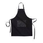 Cotton apron with leather-look details and buckle fastening black colour