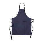 Recycled material apron with front pocket navy-blue colour