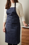 Recycled material apron with front pocket navy-blue colour