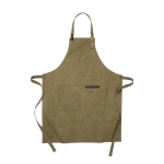 Recycled material apron with front pocket dark green colour