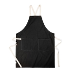 Recycled cotton apron with two front pockets black colour