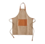 Branded apron with vegan leather pocket, 500 g/m² brown colour