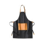 Branded apron with vegan leather pocket, 500 g/m² black colour