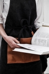 Branded apron with vegan leather pocket, 500 g/m² black colour