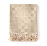 Geometric, patterned promotional blanket made of acrylic grey colour