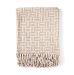 Geometric, patterned promotional blanket made of acrylic light brown colour