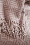 Geometric, patterned promotional blanket made of acrylic light brown colour