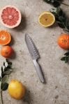Japanese-style steel kitchen knife, Santoku silver colour