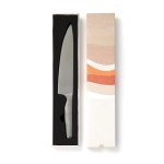 Curved Japanese steel kitchen knife with wide blade silver colour