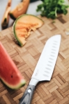 High-quality stainless steel chef’s knife with logo, Santoku style silver colour