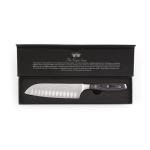High-quality stainless steel chef’s knife with logo, Santoku style silver colour