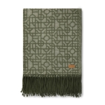 Geometric patterned throw with fringes, 130 × 170 cm green colour