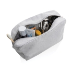 Toiletry bag with logo in recycled canvas, 285 g/m² grey colour
