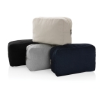 Toiletry bag with logo in recycled canvas, 285 g/m² grey colour