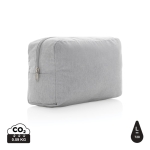 Toiletry bag with logo in recycled canvas, 285 g/m² grey colour