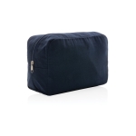 Toiletry bag with logo in recycled canvas, 285 g/m² navy-blue colour