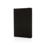 Notebook from recycled materials with elastic strap, A5, ruled pages black colour