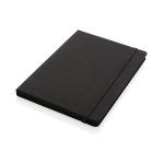 Notebook from recycled materials with elastic strap, A5, ruled pages black colour second view
