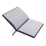 Notebook from recycled materials with elastic strap, A5, ruled pages black colour third view