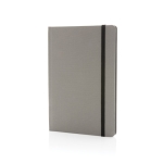 Notebook from recycled materials with elastic strap, A5, ruled pages grey colour