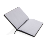 Notebook from recycled materials with elastic strap, A5, ruled pages grey colour