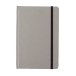 Notebook from recycled materials with elastic strap, A5, ruled pages grey colour