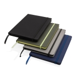 Notebook from recycled materials with elastic strap, A5, ruled pages grey colour