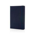 Notebook from recycled materials with elastic strap, A5, ruled pages navy-blue colour