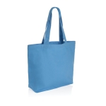 Recycled, branded canvas shopping bag, 240 g/m² light blue colour