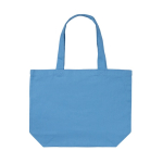 Recycled, branded canvas shopping bag, 240 g/m² light blue colour third view