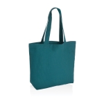 Recycled, branded canvas shopping bag, 240 g/m² emerald green colour