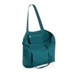Recycled, branded canvas shopping bag, 240 g/m² emerald green colour
