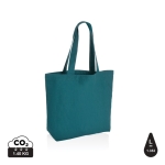 Recycled, branded canvas shopping bag, 240 g/m² emerald green colour