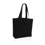 Recycled canvas shopping bag with pocket, 240 g/m² black colour