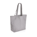Recycled canvas shopping bag with pocket, 240 g/m² grey colour