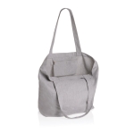 Recycled canvas shopping bag with pocket, 240 g/m² grey colour