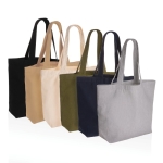 Recycled canvas shopping bag with pocket, 240 g/m² grey colour