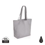 Recycled canvas shopping bag with pocket, 240 g/m² grey colour