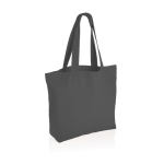 Recycled canvas shopping bag with pocket, 240 g/m² dark grey colour